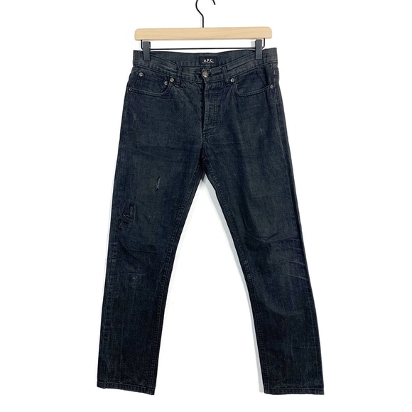 APC Button Fly Distressed Straight Leg Jeans 28